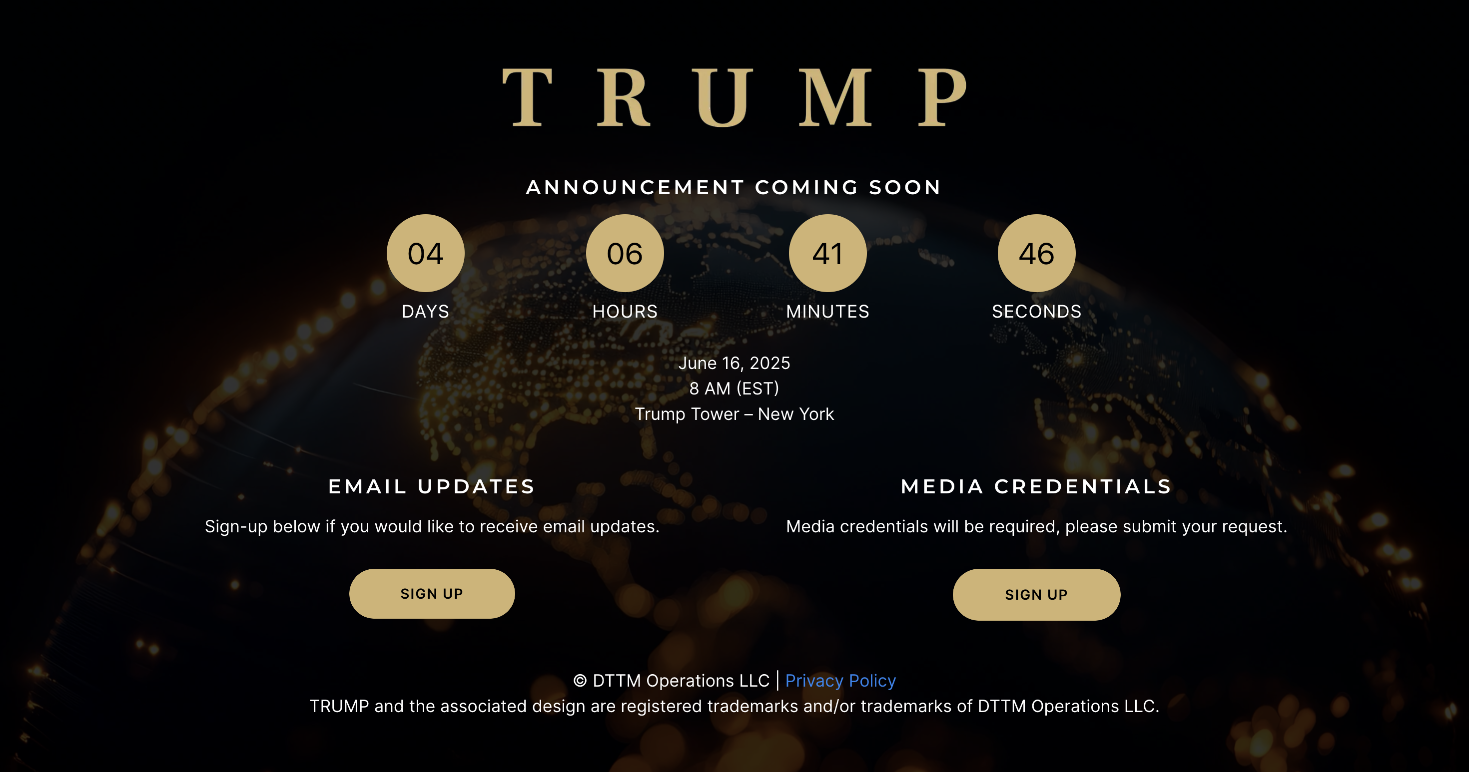 Trump Organization की आगामी घोषणा के लिए काउंटडाउन